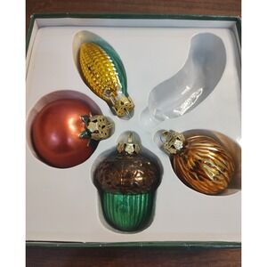 Vintage RETRO Glass VEGETABLE ORNAMENTS Set of 4 Seasonal Specialties O18